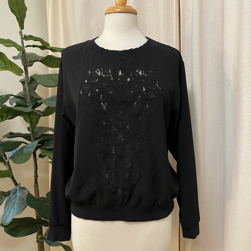 Anthropologie Lace Inset Pullover Top
